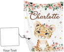 Custom Name Crib Bedding Set - Leopard Theme, Personalized Yellow Flower Nursery Bedding 3-Piece Set– Soft Blanket, Fitted Sheet, Changing Pad Cover – for Newborns Girls Nursery Gifts by TinyTreasures Baby Boutique