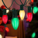 C7 LED Christmas Lights Outdoor, 25FT Clear Red Green and Frosted White Christmas String Lights with 27 LED Energy-Efficient Bulbs, Hanging Christmas Decorations Lights for Party Patio Garden Yard by GreenHaven Gardens