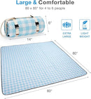Picnic Blanket, 80''x80'' Waterproof Outdoor Blankets, Picnic Mat Washable for Beach, Picnic Blankets for Camping on Grass with Shoulder Strap - Blue & White by TinyTreasures Baby Boutique