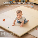 Foam Baby Play Mat: PU Leather Waterproof Kids Playmat - Trifold Floor Mat - Large Play Mat for Playpen Thick Pad Fodable Mattress Soft Toddler Mattress Infant Cushion for Preschool (Beige) by TinyTreasures Baby Boutique