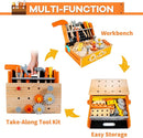 KIDWILL Wooden Tool Bench for Kids, 54-Piece Kids Tool Set with 2-in-1 Workbench & Take-Along Tool Kit, STEM Educational Toy Tools for Kids Ages 3 4 5 6 7 8 Years Old, Boy Toys by TinyTreasures Baby Boutique