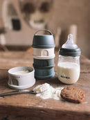 BEABA Formula and Snack Container, Baby Formula Dispenser, Toddler Baby Snack Storage Container, Holds up to 11 Doses of Milk Powder Per Compartment, Made in France, Rain by TinyTreasures Baby Boutique