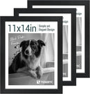 11x14 Picture Frame Set - 3 Pack, Textured Black Solid Wood, HD Tempered Glass, Wall Gallery Photo Frame by CozyNest Decor