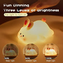 Big Face Rabbit Night Light, Adorable LED Bunny Night Lamp, Silicone Dimmable Nursery Nightlight for Girls, Silicone Rechargeable Bedside Touch Night Lights for Easter Decor by TinyTreasures Baby Boutique