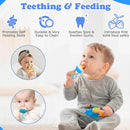 WAJIAYON Baby Fruit Feeder Pacifier | 2 Infant Food Feeder Pacifier & Baby Food Dispensing Spoon | Mesh Fresh Fruit Teethers for Babies Teething Feeders | Shower Gifts for Boys and Girls (Blue) by TinyTreasures Baby Boutique