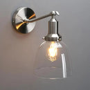 PERMO Industrial Vintage Slope Pole Wall Mount Single Sconce with 6.7" Oval Dome Clear Glass Shade Wall Sconce Light Lamp Fixture (Brushed Nickel) by CozyNest Decor