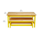Amazon Basics Indoor Kids Table and Bench Set, Natural, solid pine wood, 3 Count (Pack of 1), Wood Activity Table for Art, Craft, Reading, Learning by CozyNest Decor