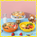 Nuogo 2 Pcs Stainless Steel Baby Suction Plates with Removable Silicone Shell 2-in-1 Metal Toddler Bowl Divided for Picky Eaters Kids Feeding Led Weaning Supplies, Dishwasher Safe (Yellow,Orange) by TinyTreasures Baby Boutique