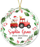 Unifury Personalized Baby First Christmas Ornament 2024, Adorable Keepsake for Babies First Christmas Tree, Holiday Decor for Celebrating Ceramic Babys 1st Christmas Ornament 2024, Farm Animal by TinyTreasures Baby Boutique