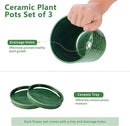 EFISPSS Ceramic Plant Pots, 4+5+6 Inch Pots for Indoor Plants, Flower Pots with Drainage Hole and Tray,Indoor/Outdoor Usage, Modern Style Garden Pots Set of 3 - Patina by GreenHaven Gardens