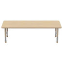 FDP Rectangle Activity School and Classroom Kids Table (30 x 72 inch), Chunky Sand Toddler Leg, Adjustable Height 15-24 inches - Maple Top and Maple Edge by CozyNest Decor