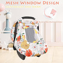 Baby Carseat Cover Girls, Pea Pod Infant Car Seat Covers Canopy for Newborn with 2 Layers Windows of Breathable Mesh/Fabric, Lightweight Polyester/Minky Dot Backing, Snug Fit Most Baby Car Seat by TinyTreasures Baby Boutique