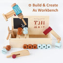 PairPear Kids Tool Set,Wooden Toy Tool Box with Toy Drill,Wooden Tool Kit Toddler Construction Toys Workbench Pretend Play Gift for Boys Girls 3 Years and Up. by TinyTreasures Baby Boutique