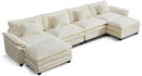 URRED Modular Sectional Sofa Comfy Cloud Couch, Modern Chenille Sofa Sleeper Deep Seat Couches with Ottoman/Pillows for Living Room (White, 154'' - U Shape) by CozyNest Decor