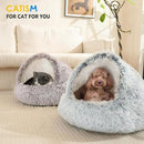 CATISM Cozy Plush Hooded Cat Bed, Indoor/Outdoor, Self-Warming Cave, Removable Washable Non-Slip Bottom by CozyNest Decor