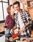 Cooking Spoon and Scraper for Nonstick Cookwares, Great for Cooking and Serving Durable BPA-Free Matte Silicone, Wood Handle Multifunction Spoon for Mixing, Scoop, and Scrape (RED) by CozyNest Decor