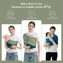 Baby Wrap Carrier, Lightweight Baby Wearing Wraps for Newborn and Infant, Soft Swaddle Holder Carrier, Cozy Baby Sling 7-35 lbs Blue+Green by TinyTreasures Baby Boutique