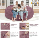 7FT Bean Bag Chair, Large Bean Bag Chairs with Memory Foam Filled, Fluffy Beanbag Sofa with Dutch Velvet Cover, Round BeanBag Chairs for Living Room, Playroom - Dusty Pink by TinyTreasures Baby Boutique