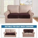 H.VERSAILTEX Velvet Stretch Couch Cushion Cover Plush Cushion Slipcover for Chair Loveseat Sofa Cushion Furniture Protector Seat Cushion Sofa Cover (2 Piece Large Sofa Cushion Covers, Brown) by CozyNest Decor