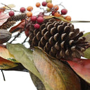 Admired By Nature 24 Inch Artificial Fall Magnolia Leaf Vine Berry Wreath Autumn Leaves For Wall Fornt Door Home Office Farmhouse Thanksgiving Harvest Cemetery Wreaths Indoor Outdoor, Orange-Pinecones by CozyNest Decor