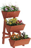 3-Tiers Wooden Raised Garden Bed,Wood Planter Box for Vegetable,Flower Rack,Flower Pot Stands,Indoor Outdoor Gardening Planting Beds (Brick red, Small) by GreenHaven Gardens