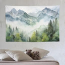 HZOHNAGO Mountain Tapestry Misty Green Forest Mountain Pattern Printed Wall Tapestry Wall Hanging for Bedroom Living Room Dorm 90" W x 60" H by CozyNest Decor