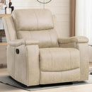 EBELLO Recliner Chair, Single Overstuffed Sofa Recliner, Breathable Faux Leather Manual Reclining Chairs with Hidden Cup Holder, Arm and Back for Adults, Living Room, Bedroom, Beige by CozyNest Decor