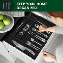 ROYAL CRAFT WOOD Luxury Bamboo Kitchen Drawer Organizer - Silverware Organizer - Utensil Holder and Cutlery Tray with Grooved Drawer Dividers for Flatware and Kitchen Utensils (9 Slot, Black) by CozyNest Decor