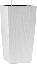 30in Tall Large Plant Pots Planter-Self-Watering Indoor/Outdoor Planting with Drain Holes, Water Level Monitor, Inner Bucket for Front Porch Patio, White Large by CozyNest Decor