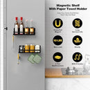 Magnetic Spice Rack Refrigerator Magnetic Shelf Fridge Organizer Space Saver Container for Kitchen/Apartment, Drill free, Black 4 Packs by CozyNest Decor