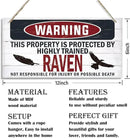 Warning Sign, Raven Warning Wood Plaque Sign, Funny Door Signs, Decorative Wood Hanging Suspension Plaque, Farmhouse Wooden Wall Decor, Outdoor Hanging Wooden Signs by CozyNest Decor