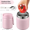 17oz Soup Thermo for Hot Food Kids,Insulated Food Jar with Spoon,Thermo Hot Food Lunch Container,Wide Mouth Leakproof Stainless Steel Lunch Box for School-Pink by TinyTreasures Baby Boutique
