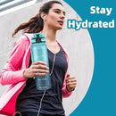 OLDLEY 32 oz Water Bottle, Motivational Water Bottle with Time Marker, Sports Water Bottle With Strap, Leakproof & BPA Free Large Water Bottles for School, Gym, Travel, Outdoor, Tritan,Blue&Gray by CozyNest Decor