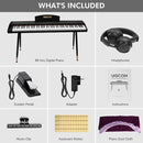 Digital Piano Keyboard 88 Key Semi-Weighted for Beginners,Full Size Electric Piano with Stand,Triple Pedal,Adapter,Sheet Music Stand,Headphone,USB-MIDI Compatible,Wood Brown or black by TinyTreasures Baby Boutique