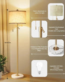 Modern Gold Floor Lamp for Living Room - Adjustable Height Standing Lamp with Marble Base & Linen Shade, 3-Way Dimmable Tall Floor Light for Bedroom, Reading, Bulb Included by CozyNest Decor