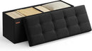 SONGMICS MAZIE Collection - 43 Inches Folding Storage Ottoman Bench, Ottoman Foot Rest, End of Bed Bench, Storage Chest, Load 660 lb, for Living Room, Bedroom, Entryway, Ink Black ULSF077B01 by CozyNest Decor