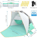 WolfWise 3-4 Person Easy Up Beach Tent UPF 50+ Portable Instant Sun Shelter Canopy Umbrella with Extended Zippered Porch, Mint Green by TinyTreasures Baby Boutique