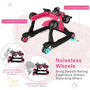 BABY JOY 4-in-1 Baby Walker, Foldable Activity Walker with Adjustable Height & Speed, Music, Lights, Steering Wheel, Comfy Seat Cushion, Activity Baby Push Walker for Boys Girls Aged 6 –18 (Pink) by TinyTreasures Baby Boutique