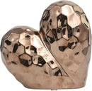 Deco 79 Ceramic Heart Decorative Sculpture Dimensional Angled Origami Inspired Home Decor Statue with Faceted Exterior, Accent Figurine 8" x 3" x 8", Rose Gold by CozyNest Decor