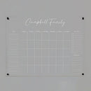 Personalized Clear Acrylic Calendar for Wall, Calendar Whiteboard for Wall, Dry Erase Wall Calendar, Wall Calendar Organizer System for Home (Cursive, White, 47.5"W x 36"H) by TinyTreasures Baby Boutique