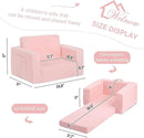 Welnow 2-in-1 Kids Sofa Chair, Convertible Toddler Chair Flip Out Children Sofa Chair Folding Kids Play Sofa with Side Pockets & Removable Cover Armrest Chair for Girl or Boy by CozyNest Decor