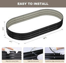 Raised Garden Bed, 8x4x1ft Galvanized Outdoor Planter Beds with Safety Edging and Gloves, Oval Metal Planter Box for Gardening Vegetables Flowers Herb by GreenHaven Gardens