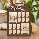 V-DECORPARKS Personalized My First Year Photo Frame | 12 Months Picture Frame For Baby First Year | Displays Two 4x6 Photo and Twelve 2x3 Pictures | Welcome Baby To Happy Birthday With Birth Stats by TinyTreasures Baby Boutique