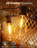 50 FT Outdoor String Lights - LED Waterproof Patio Lights with Dimmer Remote - Edison Bulbs for Porch, Backyard & Cafe/Bistro by CozyNest Decor