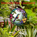 Hummingbirds and Flowers Pattern Hanging Stained Glass Suncatcher,Stained Glass Suncatchers for Windows,20cm/7.87inch Hand-Painted Sun Catcher Garden Painted Glass Panel Decor Themed Gift by GreenHaven Gardens