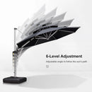 PURPLE LEAF 10ft Patio Umbrella With Base Solar powered LED Cantilever Umbrella with LED lights Windproof Outdoor Offset Umbrella for Garden Deck Pool Patio, Grey by GreenHaven Gardens