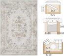 jinchan Hallway Runner Rug 2x8 Vintage Floral Distressed Design - Machine Washable Non-Slip Low-Pile Soft Thin Faux Wool Kitchen Carpet for Farmhouse Bedroom Laundry Room(2x8ft,Light Grey) by TinyTreasures Baby Boutique