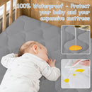 Yoofoss Waterproof Mini Crib Mattress Protector, Quilted Baby Mattress Pad Cover Soft and Breathable, Machine Washable Portable Mattress Protector for Standard Mini Crib Size 38"X24" - Dark Grey by TinyTreasures Baby Boutique