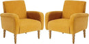 Chenille Fabric Accent Chairs Set of 2, Upholstered Armchair with Solid Wood Legs, Modern Living Room Accent Chair, Comfy Single Sofa Reading Club Chair for Bedroom Reception Lounge, Yellow by CozyNest Decor