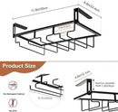 AUHOKY 2Pcs Adjustable Wine Glass Rack Under Cabinet, Punch-Free 3 Rows Stemware Metal Holder, Hanging Glass Storage Hanger Organizer for Shelf Kitchen Bar Decor (3 Rows, Black)